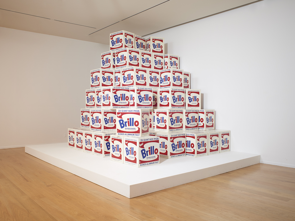 Andy Warhol, Brillo Boxes, 1969 (version of 1964 original). Silkscreen ink on wood, fifty parts, 20 × 20 × 17 in. each. Norton Simon Museum, Pasadena, CA; gift of the artist. © The Andy Warhol Foundation for the Visual Arts, Inc. / Artists Rights Society (ARS) New York.